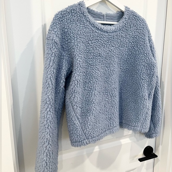 Lululemon Wool Whenever Crew Blue Chambray Sherpa Pullover Women’s Size 4 - Picture 2 of 11